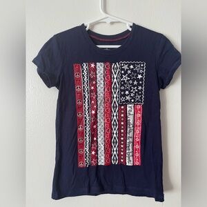 Kids Navy Short Sleeve Tee with Patriotic Flag Graphic